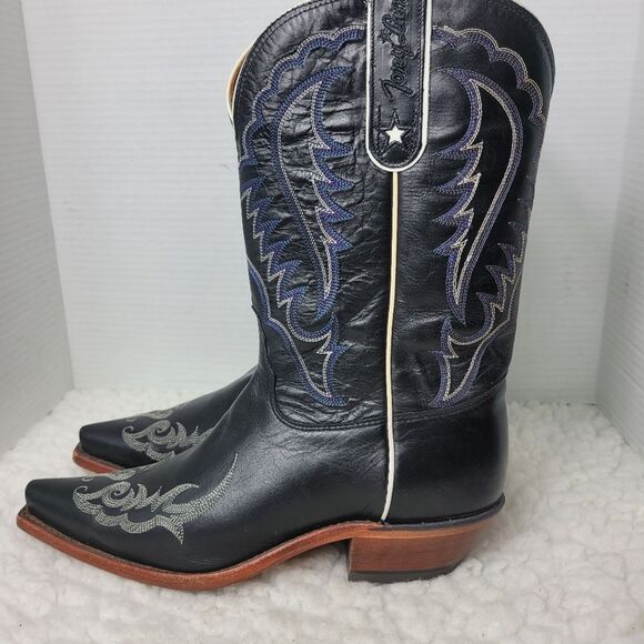 Tony Lama Black and Silver Heeled Boots - Picture 3 of 12